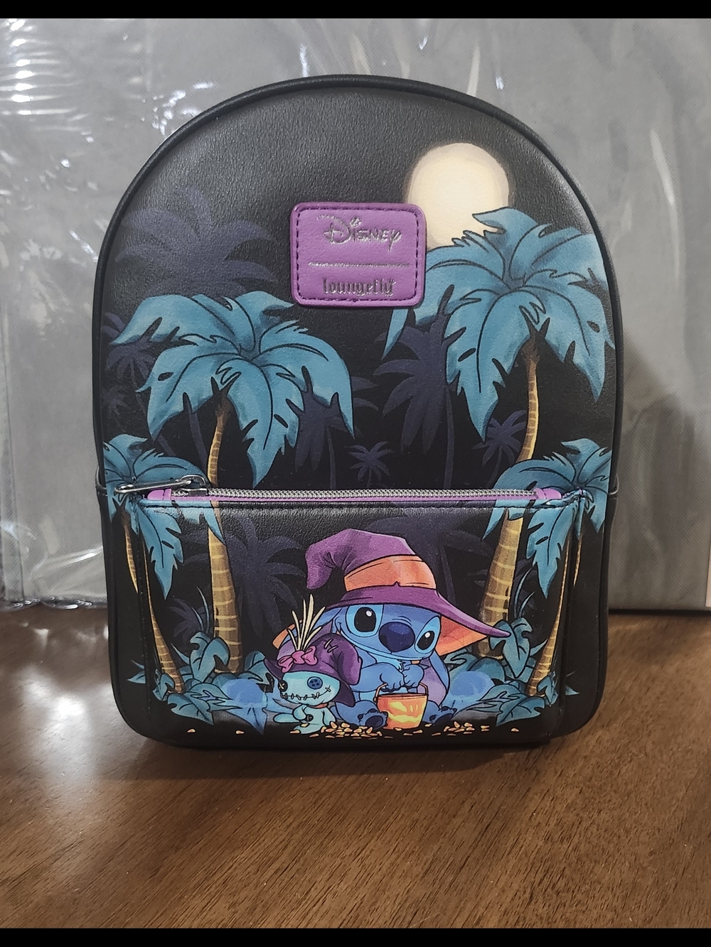 Disney Loungefly Stitch Halloween Mini Backpack - Black with Teal & Purple
